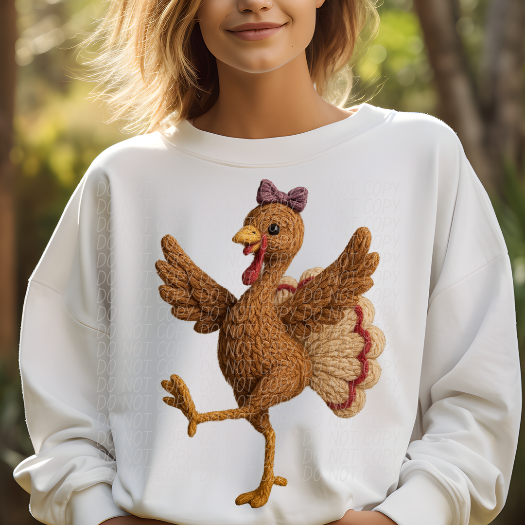 Faux Yarn Dancing Turkey Collection DTF Print