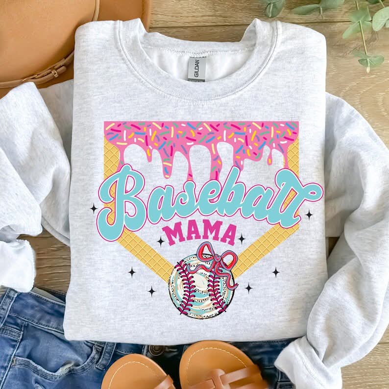 Baseball Mama GILDAN ASH Sweatshirt