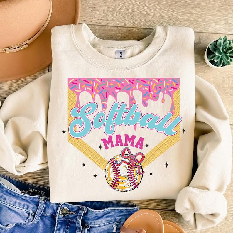 Baseball Mama GILDAN SAND Sweatshirt