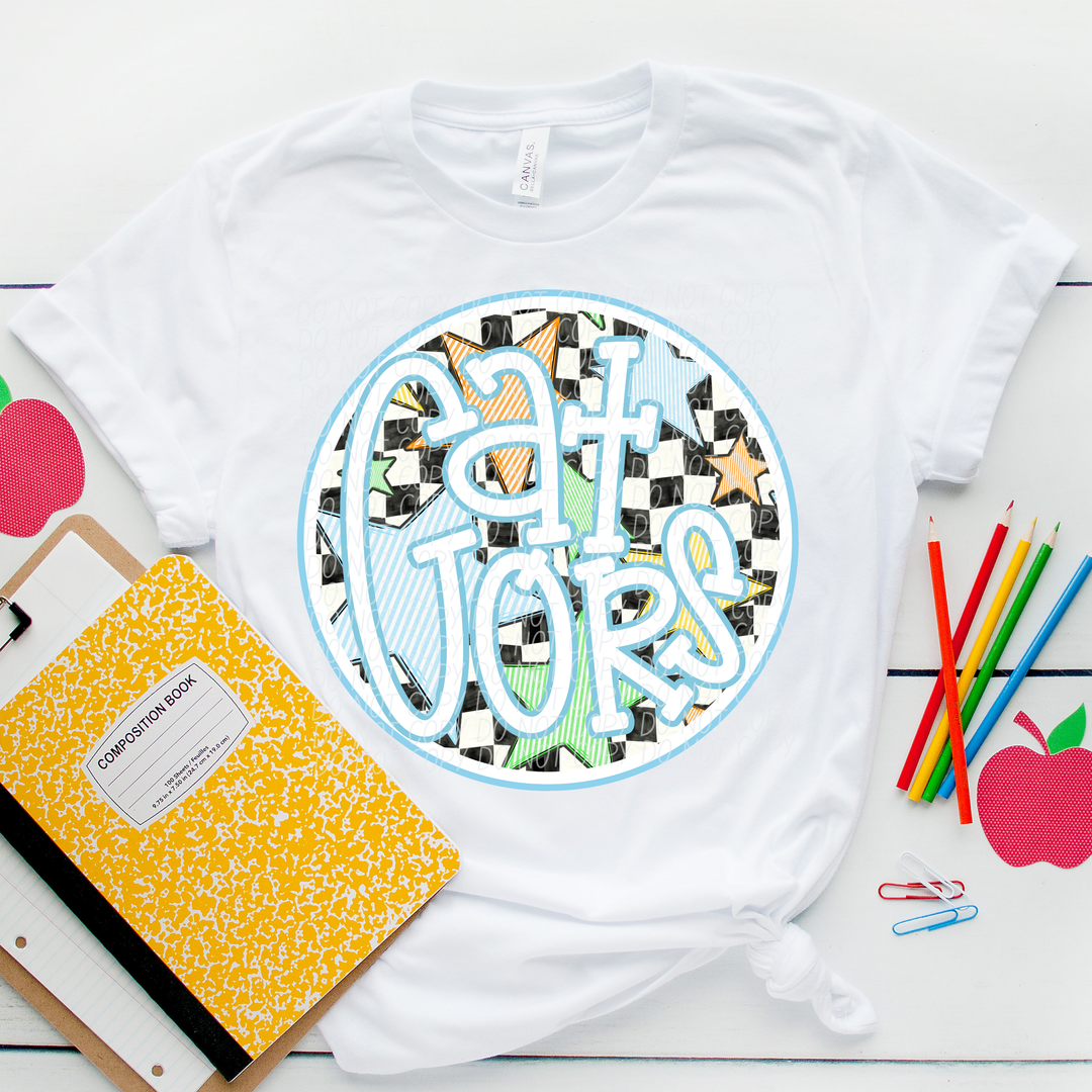 Blue Seersucker Mascots Youth DTF Print