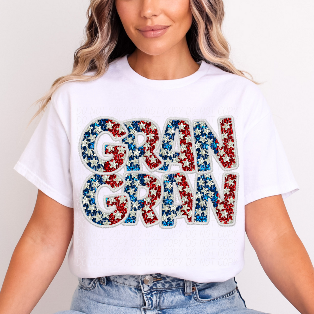 Fourth of July Glitter Names DTF Print