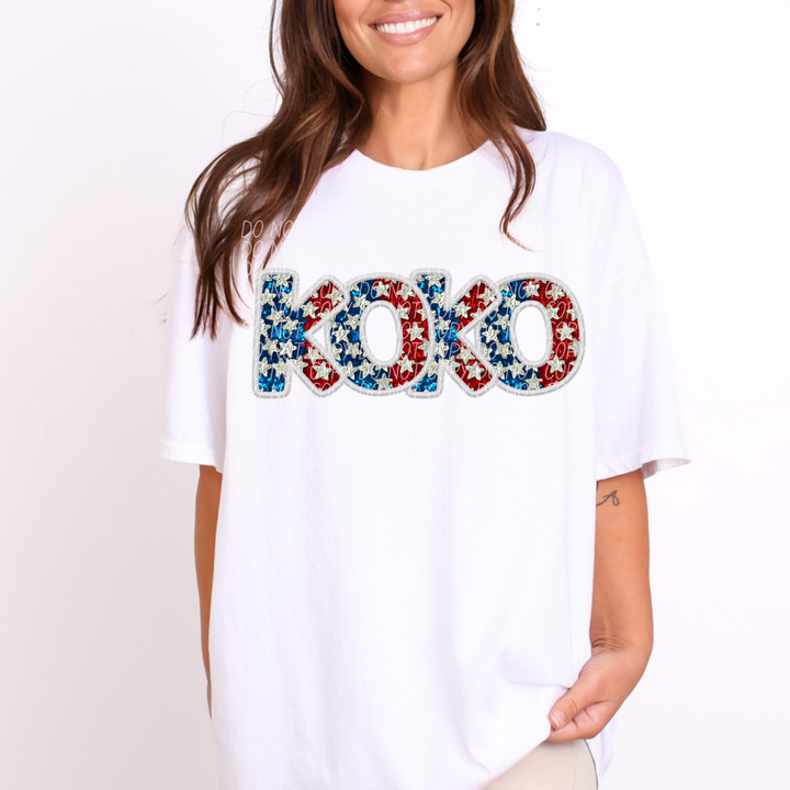 Fourth of July Glitter Names DTF Print