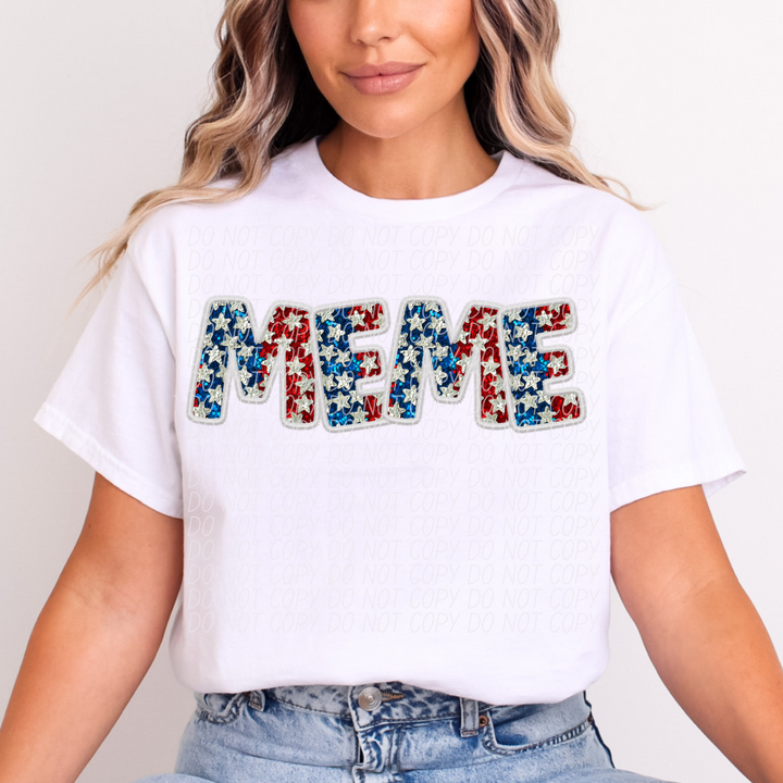Fourth of July Glitter Names DTF Print