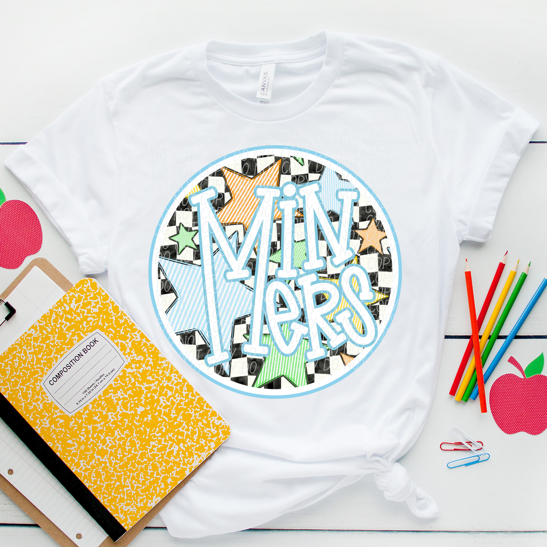 Blue Seersucker Mascots Youth DTF Print