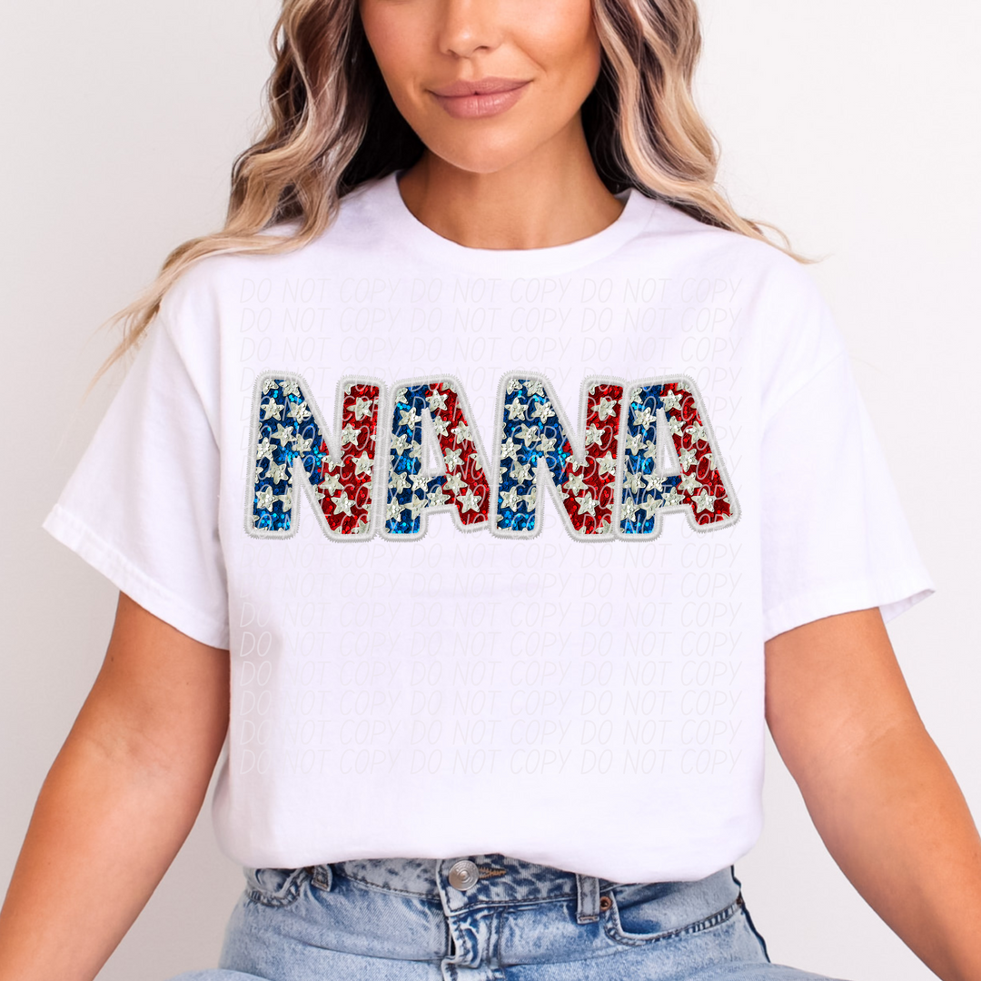 Fourth of July Glitter Names DTF Print