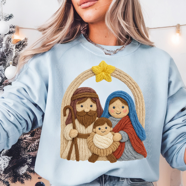 Faux Yarn Nativity DTF Print