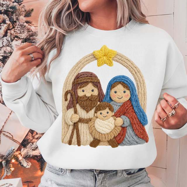 Faux Yarn Nativity DTF Print