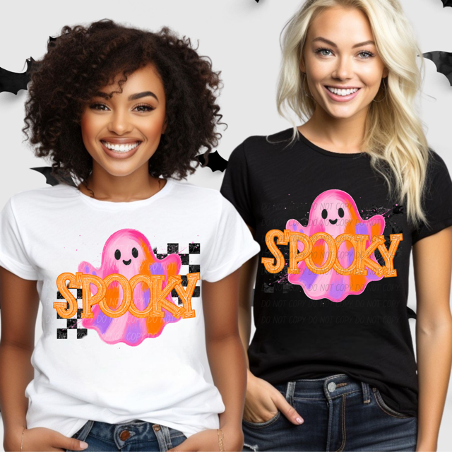 Spooky Ghost Checker DTF Print