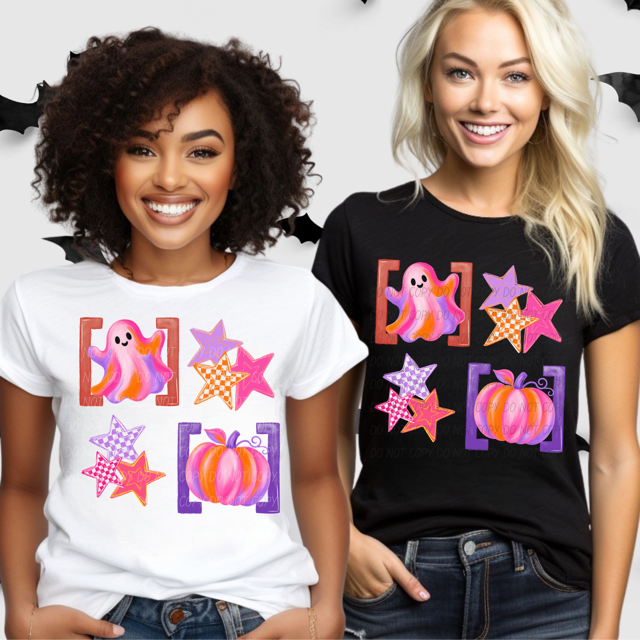 Pink and Orange Halloween DTF Print