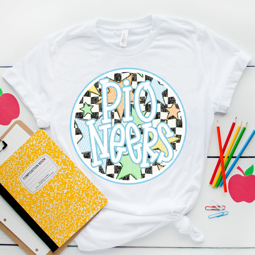 Blue Seersucker Mascots Youth DTF Print