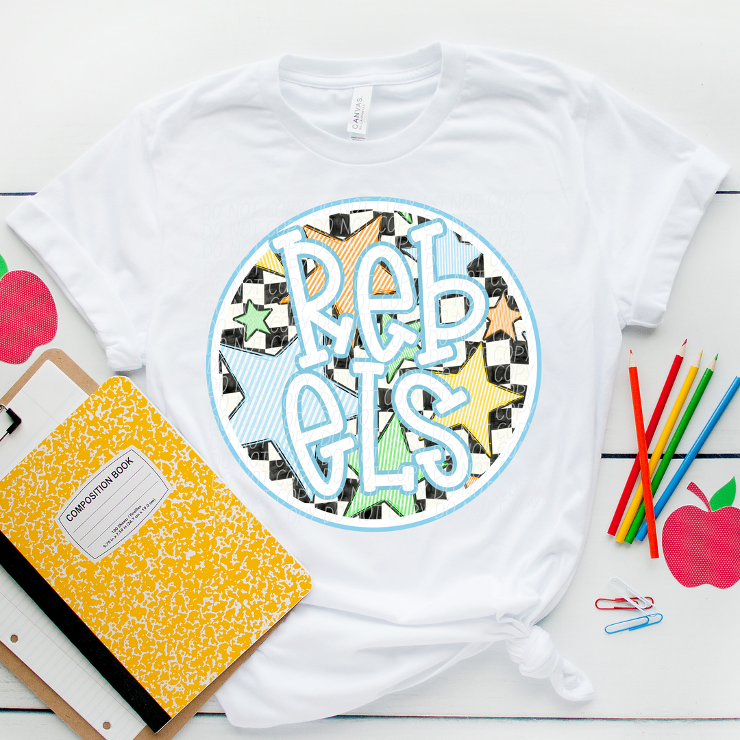 Blue Seersucker Mascots Youth DTF Print