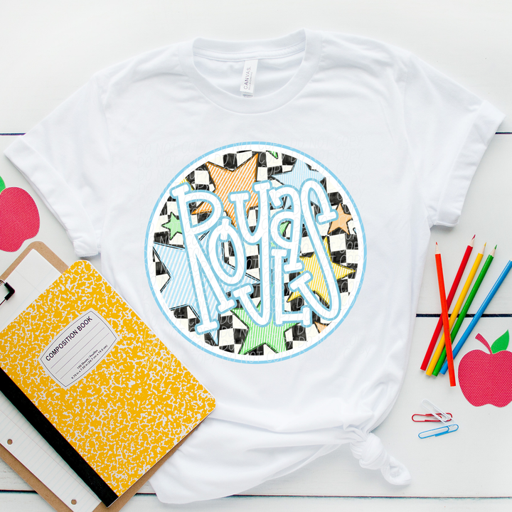 Blue Seersucker Mascots Youth DTF Print