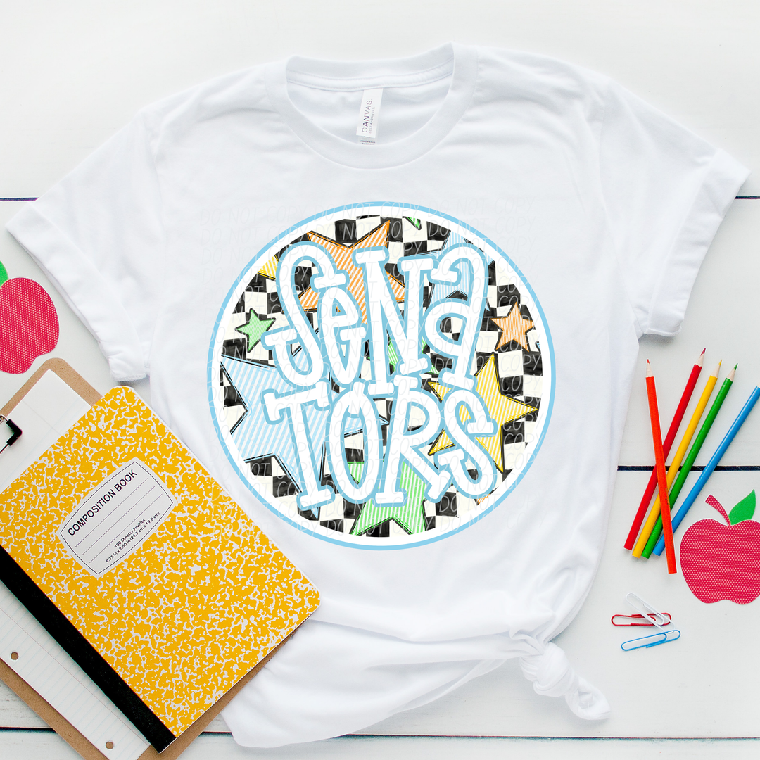 Blue Seersucker Mascots Youth DTF Print