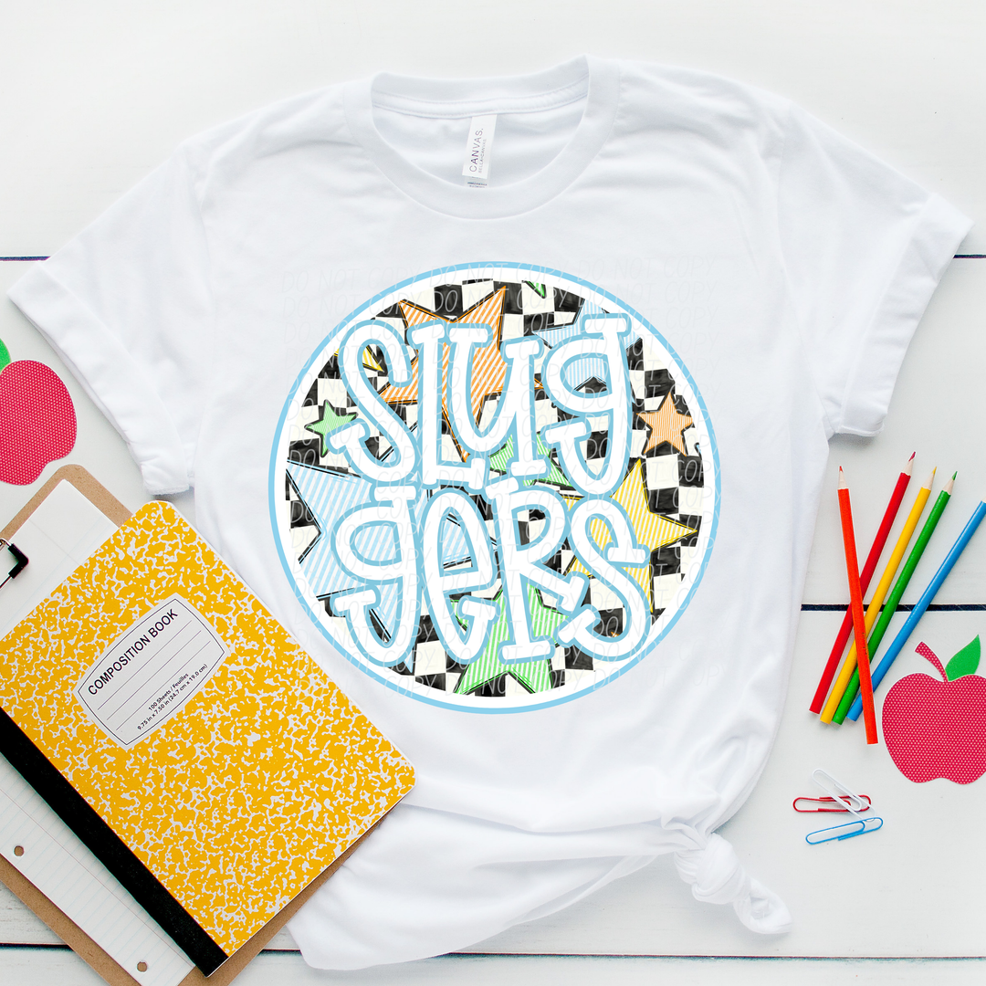 Blue Seersucker Mascots Youth DTF Print