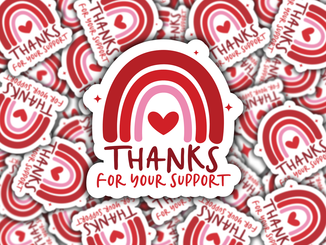 Thanks For Your Support Valentine Rainbow Sticker Sheet