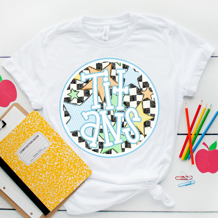 Blue Seersucker Mascots Youth DTF Print