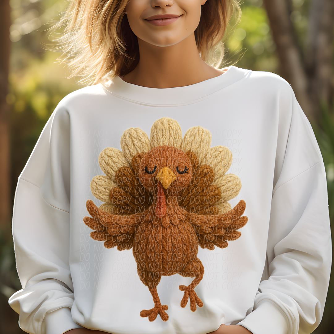 Faux Yarn Unbothered Turkey DTF Print