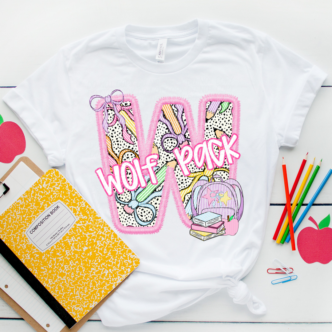 Pink Letter Back to School Mascots DTF Print