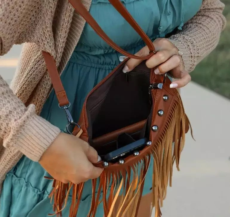 Fringed Faux Leather Purse