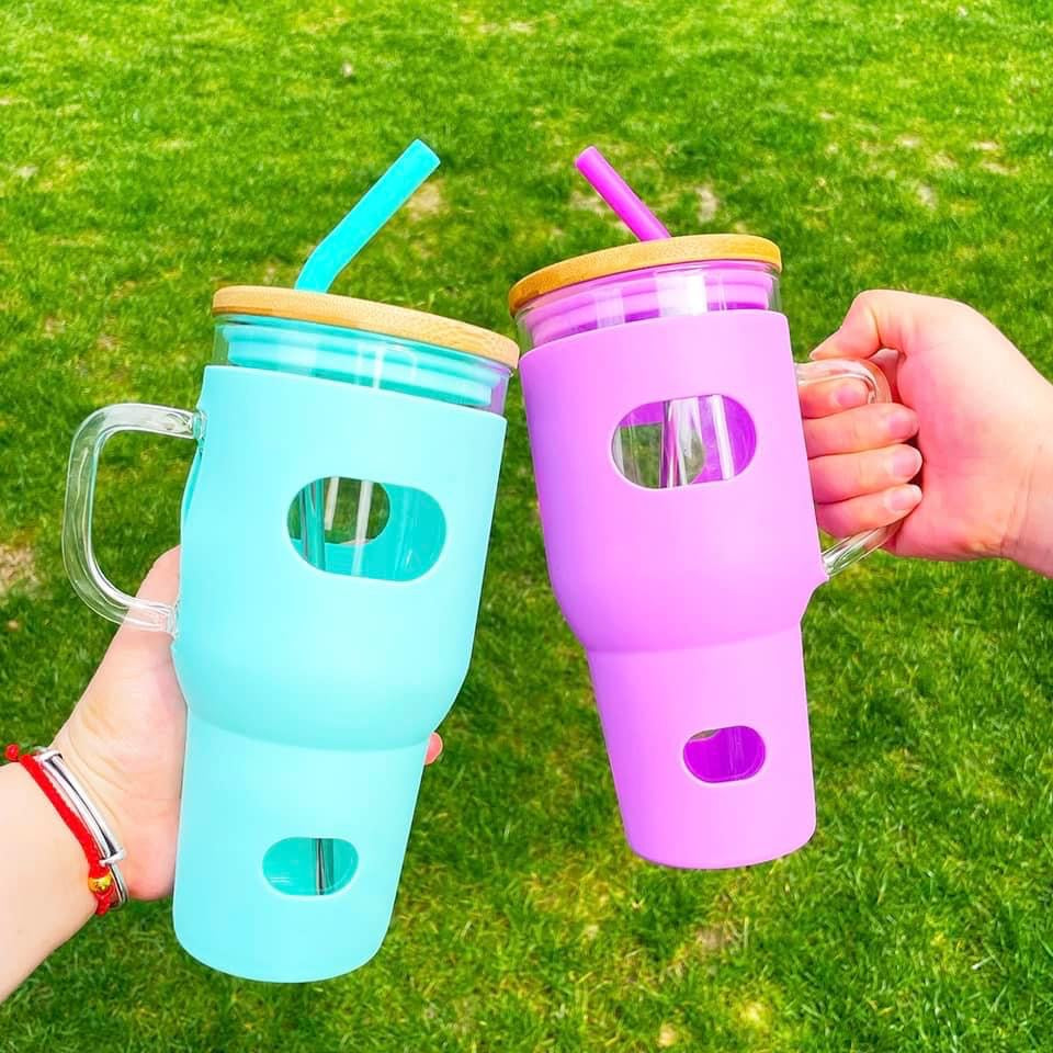 32oz Glass Tumbler with Silicone Sleeve