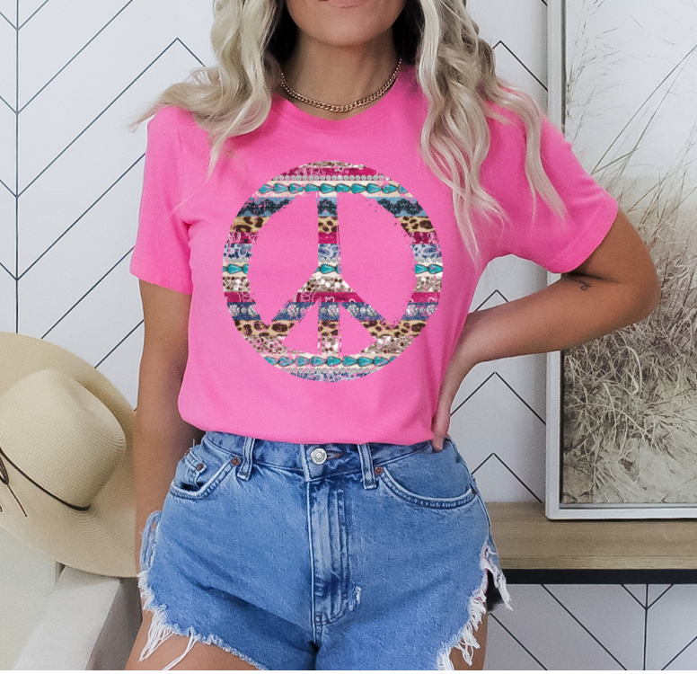 Denim Peace Sign DTF Print