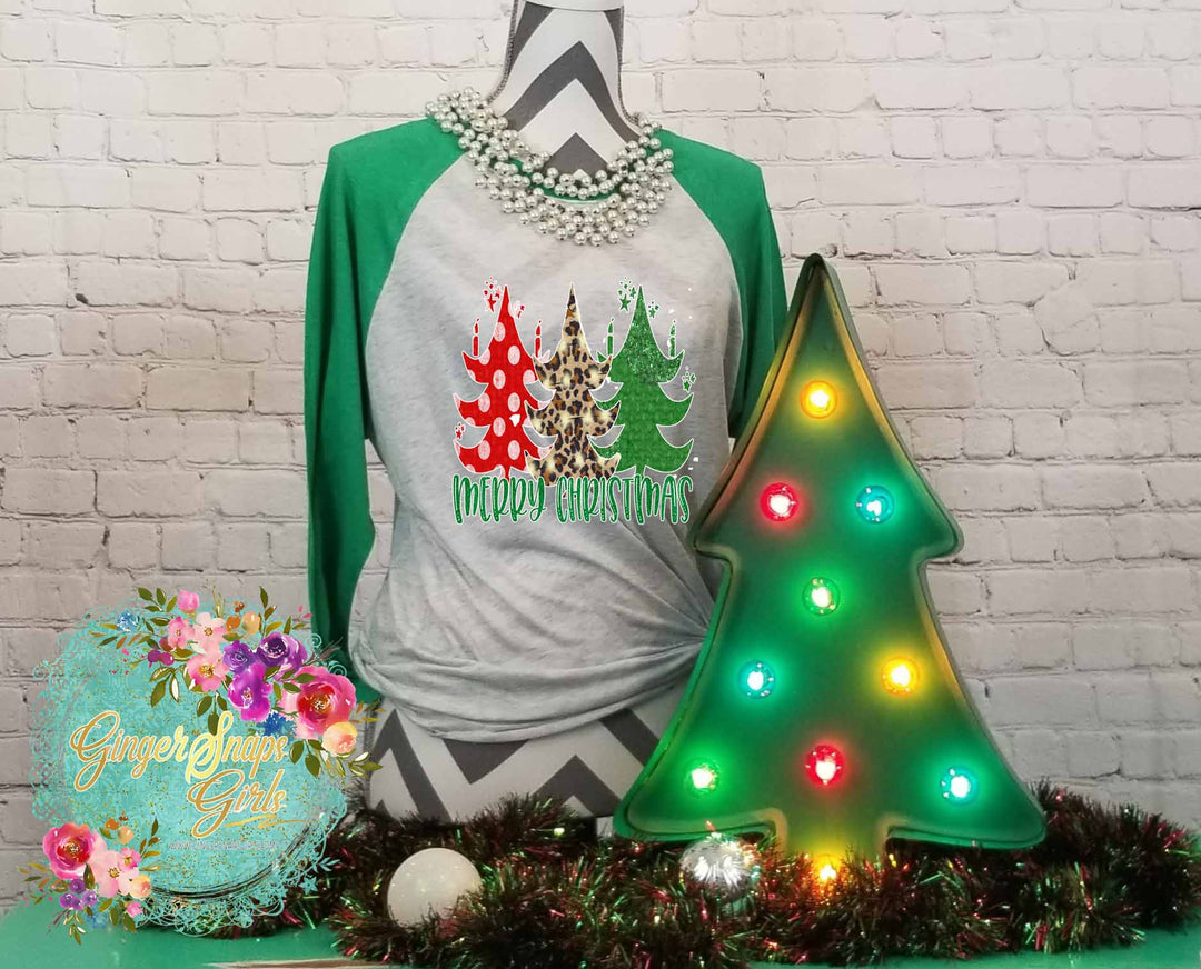 Merry Christmas Leopard and Polka Dot 3 Trees Digital Design File