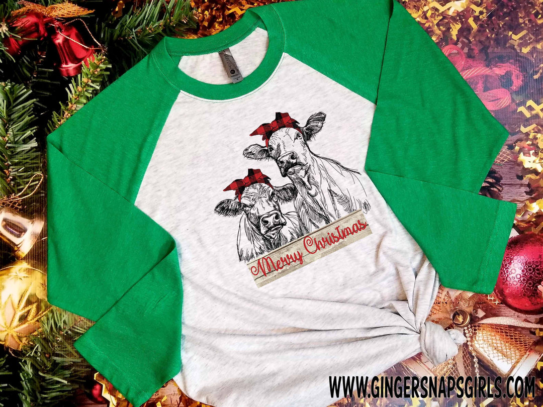 Merry Christmas Heifers in Red Buffalo Plaid Headbands Printable and Sublimation Digital Design File