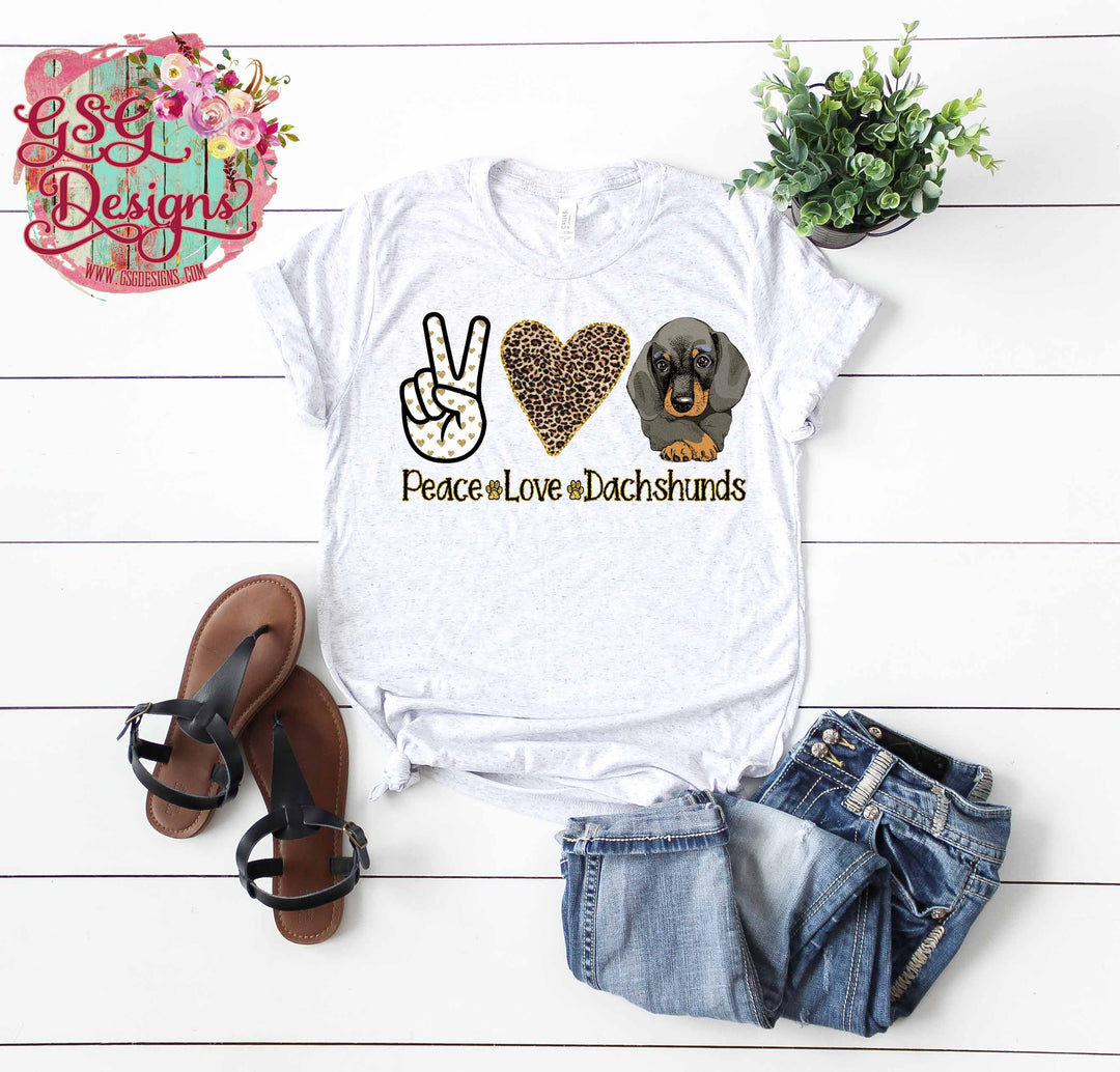 Peace Love Dachshunds DTF Print
