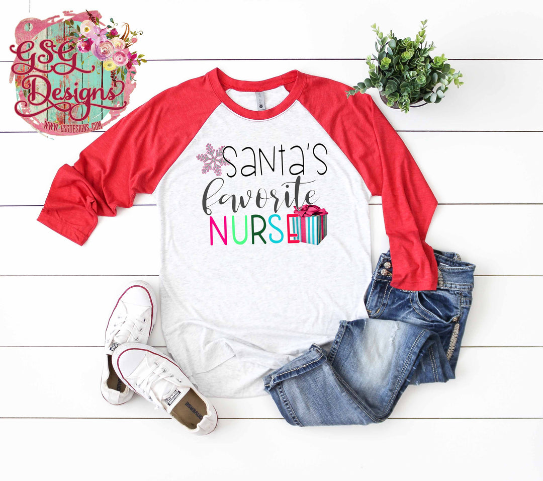 Santa's Favorite Nurse Bright Christmas Digital Design File